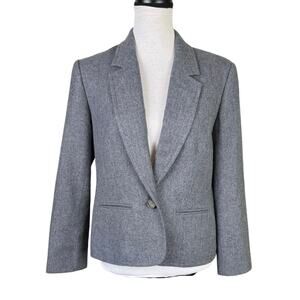 Pendleton Vintage Gray 100% Virgin Wool Single Button Career Blazer Jacket